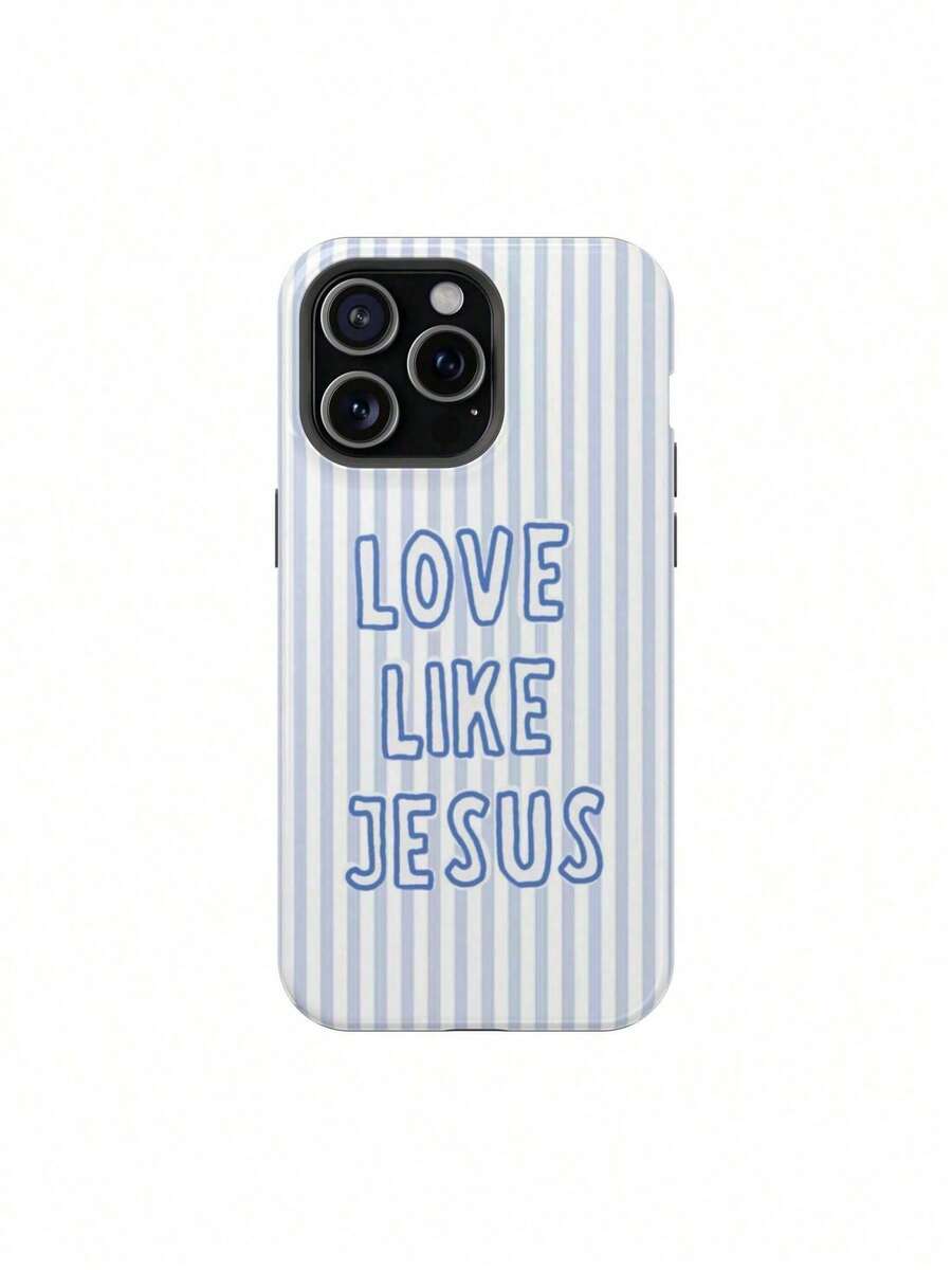 1 elegante funda para teléfono, no incluye cordón ni soporte. Funda cristiana para teléfono Love Like Jesus - Estética de rayas azules y versículo bíblico para. |       Adecuado para 17/17/17 Pro/17 Pro/16 Pro/15 Pro/14 Pro/13 Pro/12 Pro, regalo para ella. - Blanco 1 - Ver 1