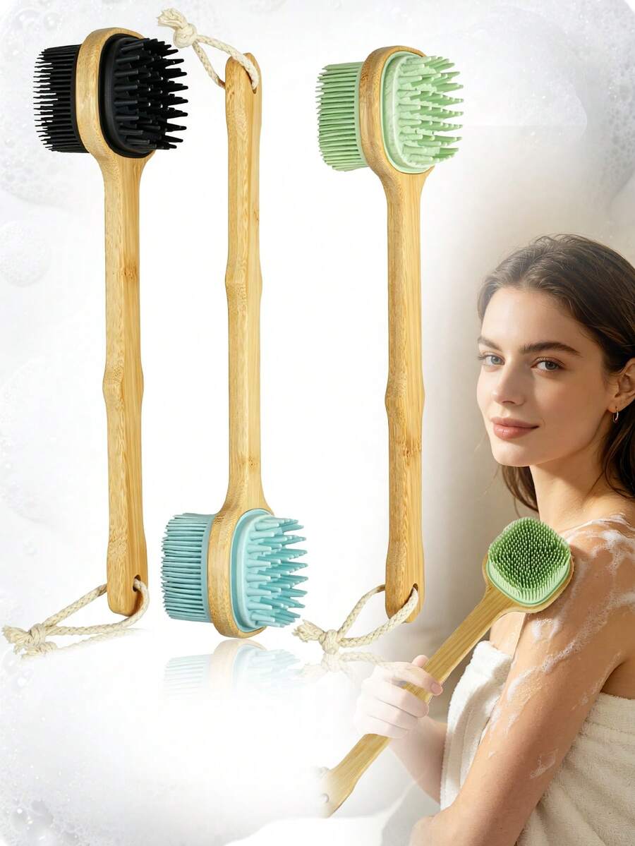 1pc Dry Body Brush, Soft Bristle Exfoliating Body Scrub Brush With Massage Nubs, Suitable For Dry Skin - Multicolor - View 1