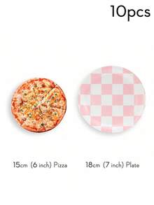 24pcs Pink And White Checkered Paper Plates, Disposable Checkered Party Plates, Suitable For Parties, Gatherings, Birthdays, Celebrations - Multicolor - View 10
