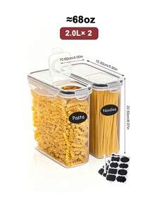 Gaazky 2pcs/4pcs Grain Container Storage Set, Openable Lid, 2.0L (68oz) Cereal Bucket, Food Dispenser, With Labels And Pen (Can Be Purchased Separately) - Clear - View 7