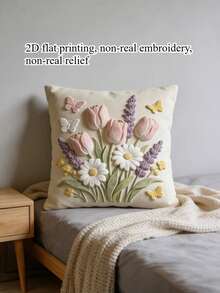1 pièce Taie d'oreiller en polyester à imprimé numérique vibrant avec fermeture à glissière, motifs de plantes et de fleurs, style contemporain pour différents types de pièces - Nude - Voir 8