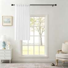 1 pieza/2 piezas Cortinas filtradoras de luz/Cortinas con bolsillo para barra/Cortinas con pinzas, filtrado de luz equilibrado, disponible en múltiples tamaños y colores, textura similar al lino adecuada para sala de estar, dormitorio, cocina, estilo granja, decoración de alquiler, cortinas blancas - Blanco - Ver 13
