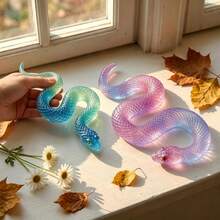1個彈性3D蛇形矽膠模具，大號與小號，易脫模樹脂模具，適用於DIY藝術、家居裝飾、給蛇愛好者的禮物 - 乳白色/M碼 - 查看 3