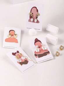 10/20/40/60/80/100pcs Jewelry Display Card For Packaging Earrings, Necklaces, Random Patterns - White - View 5