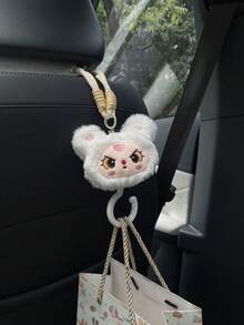 1pc Cute Cartoon Character Head Decor Car Seat Back Hook, Multifunctional Invisible Hanger For Car Seat Back, Car Interior Storage Hook, Car Decor & Storage Accessory - A - View 7
