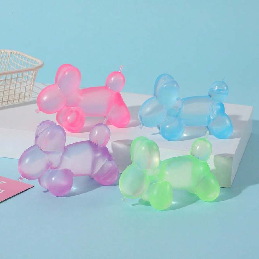 Solid Color Balloon Dog Maltose Candy Soft Squeeze Toy, Slow Rebound Soft Rubber Stress Relief Squeeze Decor, Anxiety Relief Daily Relaxation - Multicolor - View 1