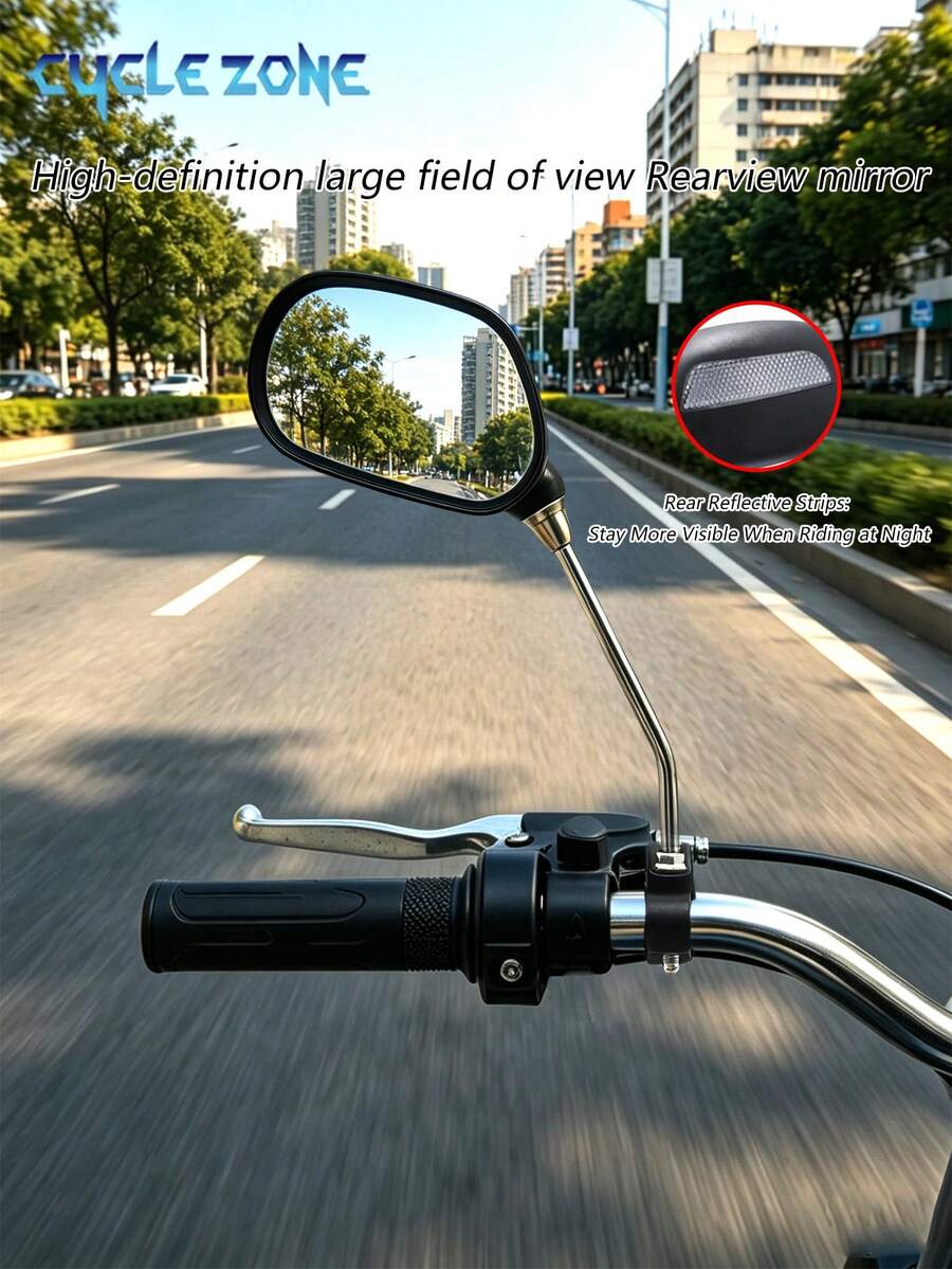 1 對可調角度自行車後視鏡，反光把手鏡，適用於自行車、電動自行車、摩托車、電動滑板車，戶外騎行配件 - 彩色 - 查看 1