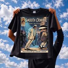 <Smooth Criminal>T Shirt,Black Comics T Shirt - Black - View 1