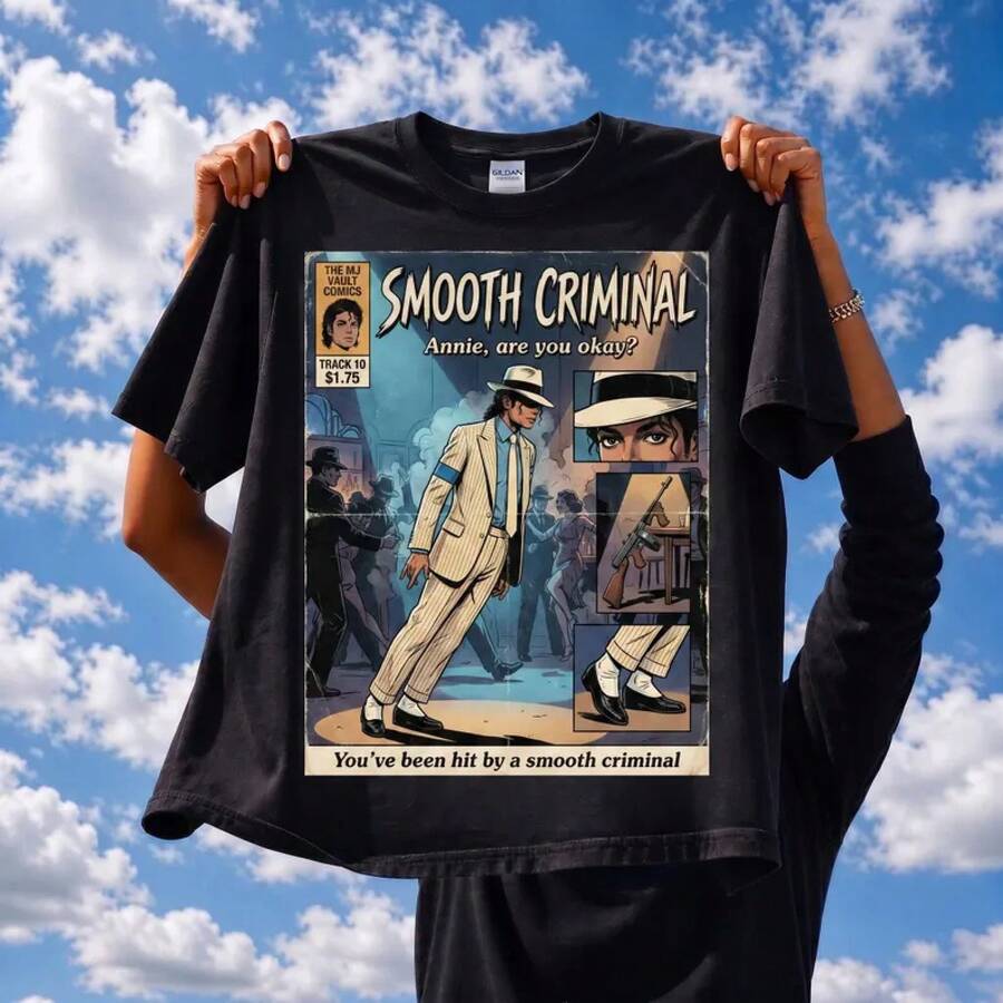 <Smooth Criminal>T Shirt,Black Comics T Shirt - Black - View 1