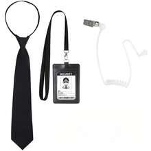 3pcs Secret Agent Costume Accessories Set, Includes Adjustable Zipper Tie, Fake Earphone, ID Card, For Adults And Kids Halloween Role Play - Multicolor - View 1