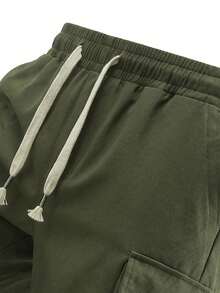 Vancamel Pulse Men's 3/4 Length Pants, Fashionable Techwear Style Casual Pants, Simple Versatile Daily Home Bottoms, Outdoor Exercise Commute Sports Style - Army Green - View 3