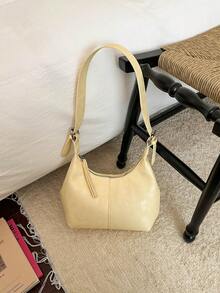 1pc Mini, Minimalist Design Soft PU Solid Color Multi-Functional Mini Crossbody Bag, Women's Underarm/Handheld Small Wallet, PU Material, Portable Mini Style - Yellow - View 7