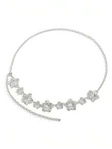 1 chiếc dây xích eo/dây xích quần/dây xích váy phong cách vintage thời trang, thiết kế cá nhân hóa, kim loại mài mòn, hoa lớn dạng vòng, phối patchwork, phụ kiện quần áo Bohemian cao cấp, đa năng, phù hợp cho nữ mặc trong mọi dịp - Bạc - Xem 5