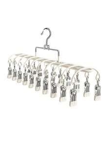 1pc Multi‑Clip Baby Clothes Hanger, Kids Socks Bibs Hat Drying Rack, Portable Multi‑Functional Laundry Peg Holder For Infant Clothing Storage - Multicolor - View 8