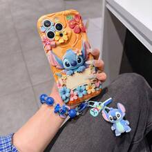 Disney Has Authorized, Phone Case - Chain Set, The Stitch Lilo & Stitch 3D Phone Case Plus A Silicone 3D Stitch Bracelet With Metallic Ring Removable Bracelet, Stitch And Angel Pattern, Compatible With Iphone17/16/15/14/13/12/11/XS/XR/X Plus Pro Max, A Stylish Cartoon Phone Case, The Perfect Gift Choice, Phone Protection, Durable Phone Cover, Great Gift For Friends And Family. - trắng - Xem 6
