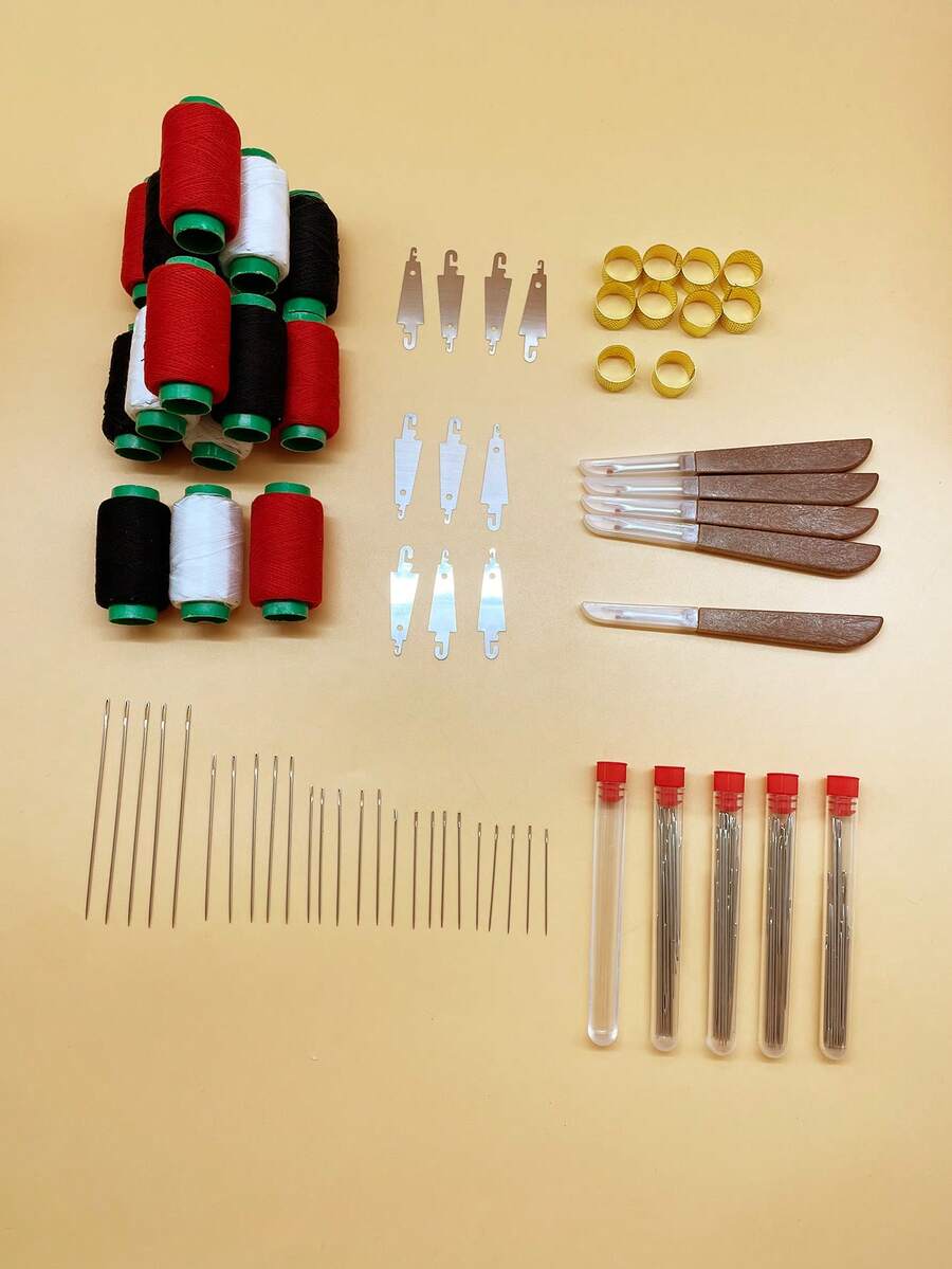 33pcs Complete Sewing Kit, Includes Needles, Threads, Seam Ripper | Home Sewing, DIY Embroidery Tools | For Fabric Crafts, Clothing Alteration | Practical Gift For Sewing Enthusiasts - Black and White Red Thread Sewing Kit - View 1