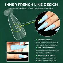 nailpop 140pcs/Box Ujung Ekstensi Kuku yang Dapat Digunakan Kembali, Alat Ekstensi Kuku Bentuk Almond Pendek Lengkung C Transparan untuk Manikur Prancis - Clear - View 4