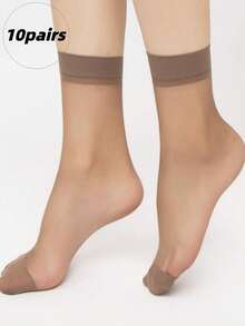 10 Pares De Calcetines Cortos Sedosos Y Duraderos - Negro - Ver 9