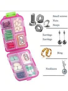 Double Layer Portable Pill Box Weekly Travel Pill Organizer Transparent Medicine Storage Box Pill Case Travel Beach Vacation Back To School - Multicolor - View 9