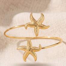 1 pieza Brazalete de estrella de mar con diseño de nicho único y versátil, de moda, adecuado para uso diario para mujeres - Dorado - Ver 5