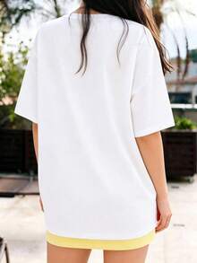 Camiseta unisex de manga corta holgada estilo Y2K 100% algodón, con cuello redondo y estampado de sardinas de Amalfi, ideal para las salidas. - Blanco - Ver 4