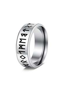1PC/2PCS Cincin Totem Rune Fashion dari Baja Tahan Karat, Cincin Jimat, Aksesori Perhiasan Pria, Cocok untuk Pemakaian Sehari-hari dan Pesta - Cincin Viking hitam putih - View 21