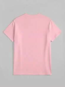 2026SS Women's Y2KRetro 80s 90s Tape Print T-Shirt |     Casual Crew Neck, Geometric Pattern, Regular Fit, Suitable For All SeasonsCasual Daily S-XXL - 粉色 - 查看 3