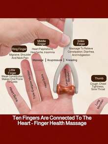 1pc Wooden Acupressure Massager, Dual-Head Roller Acupressure Massager, Portable Hand And Finger Joint Relaxation Massager, Acupoint Massage Tool, Hand Massager; Double-Sided Hardwood Massage Roller Tool For Relieving Finger Pressure Points, Hand Discomfort And Stress, For Office Workers, Artists, Gamers, Seniors, Suitable For Home Use. - Multicolor - View 4