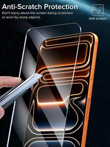 4pcs Full Screen HD Tempered Glass Screen Protector, Scratch Resistant & Shockproof, Compatible With IPhone 15/11/12/13/14/16/17 Pro Max Plus - Clear - View 4