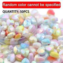 50 Peças Contas Acrílicas em Formato de Coração Multicoloridas de 8mm - Contas de Joias em Cores Arco-Íris, Adequadas para Pulseiras DIY, Colares, Brincos - Materiais Únicos de Artesanato com Contas Decorativas - Faça você mesmo contas de coração de cor sólida - Visão 9
