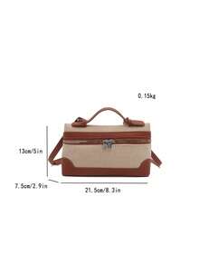 Bolso de mano de caja con contraste de color minimalista retro, tamaño pequeño para mujer - Marrón - Ver 2