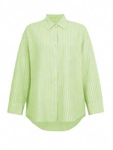 Vellofy Women's Y2K Style Striped Long Sleeve Shirt, Single-Breasted Casual & Fashionable - Yellow-green - View 3