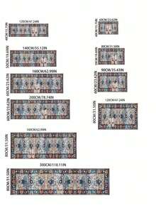 1 Peça Tapete Passadeira Azul Vintage com Padrão Floral Boêmio de Veludo com Cristais, Tapete Longo para Corredor, Tapete, Tapete Passadeira, Tapete Pequeno para Área, Tapete, Decoração Doméstica, Tapete de Área, Tapete de Área para Sala de Estar, Decoração Doméstica para Sala de Estar, Decoração de Ambiente, Tapete Lavável - Multicolorido - Visão 3