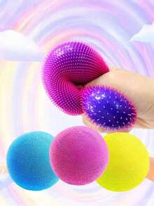 1pc Latest Trending Creative Fuzzy Color Changing Stress Ball Cute Squeeze Toy, Malt Squeeze Ball Soft Squishy Stress Relief Toy Gift (3 Random Colors, Chinese Or English Packaging Randomly Shipped, Identical Product) - Multicolor - View 4