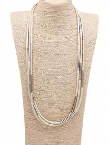 MARLIWOO 1pc Multi-Layer Contrast Color Splicing Versatile Necklace, Minimalist Casual Style Jewelry For Women - Multicolor - View 14