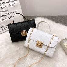 Bolso de cuero genuino para mujer, elegante bolso de mano y de hombro para oficina, citas y fiestas. Bolsos de mano para damas, bolso bandolera de cadena para mujer 2026, bolso cuadrado pequeño, sencillo y elegante. - Albaricoque - Ver 5