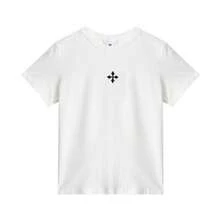 Camiseta gris de cuello redondo, hombros regulares y manga corta para mujer, nuevo estilo de verano, diseño único, sencilla y versátil, top casual de puro algodón. - Blanco - Ver 4