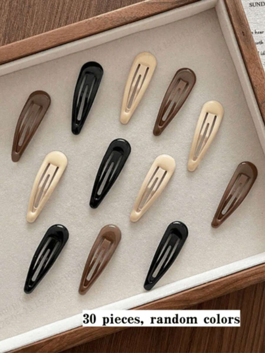 30pcs Women's Y2K Black Beige Brown Sweet Cool Cute Girly Oil Drip Small Broken Hair Bangs Hair Clips Side Clips Hairpins Fashion Versatile Bathroom Hair Accessories Suitable For Daily Outings Casual Commuting Beach Vacations Tying Hair Ponytails Hair Buns Washing Face Bathing Makeup Matching Clothes Use Jewelry Headwear BB Clips Beach Claw Clips - Multicolor - View 1