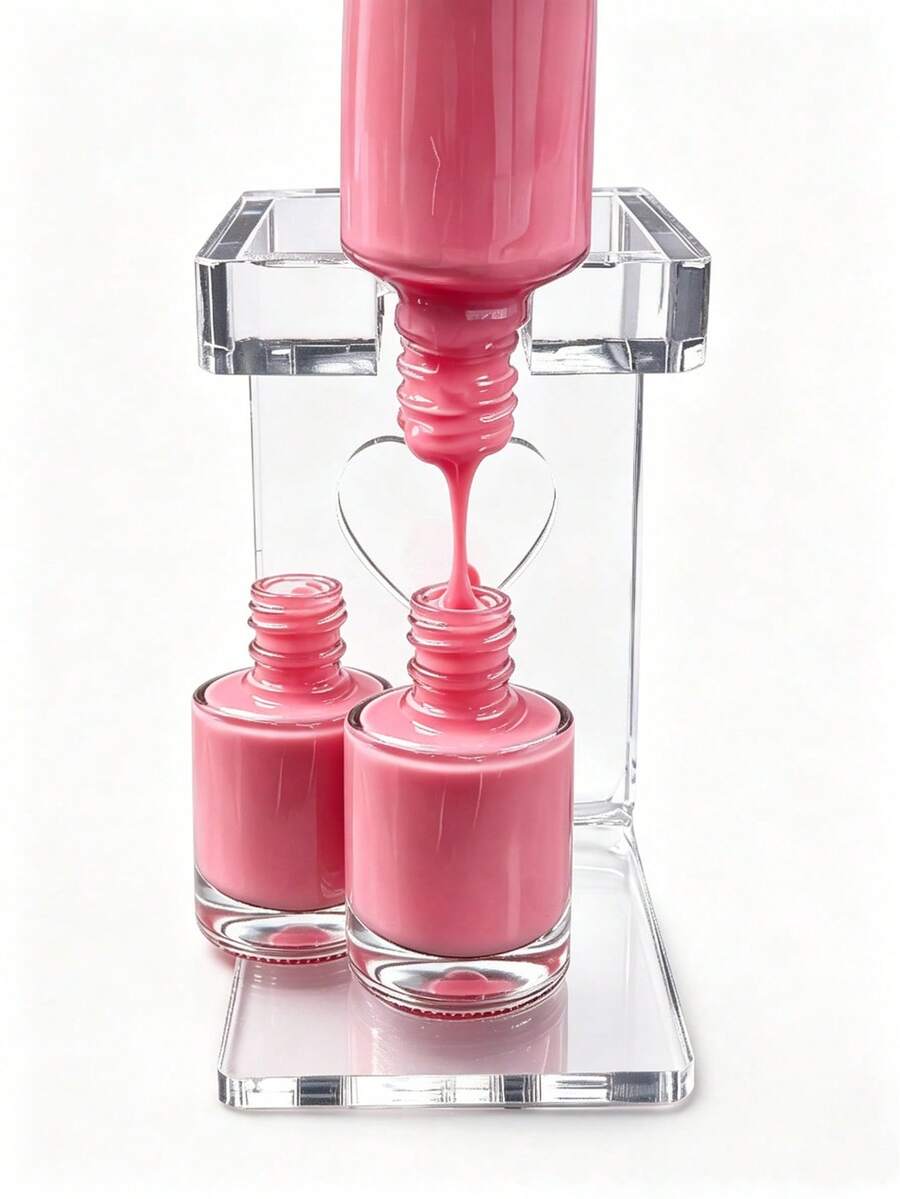 1 pieza Estante invertido transparente de acrílico para esmalte de uñas con forma de corazón hueco, soporte estable para botellas de gel de uñas para mezcla de colores conveniente y uniforme, estante dispensador de herramientas de manicura - Multicolor - Ver 1