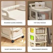 4-Tier Kitchen Storage Trolley, Foldable Mobile Rack For Bathrtoom, Laundry, Bedroom & Kitchen, Multi-Functional Organizer - White - View 5