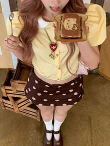 Summer Clothes, Mini Skirt, Summer, Polka Dot, Cute Skirt, Girl, Korean Style Skirt, Spring, Makes You Look Younger, Retro, Polka Dot, Wood Ear Mushroom, Lotus Leaf Edge. Makes You Look Thinner, Skirts Everywhere, Girl - AA - View 2