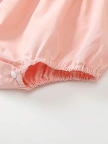 Set de 2 piezas Pelele bordado dulce para bebé niña con sombrero, conjunto de verano - Rosa Pálido - Ver 7
