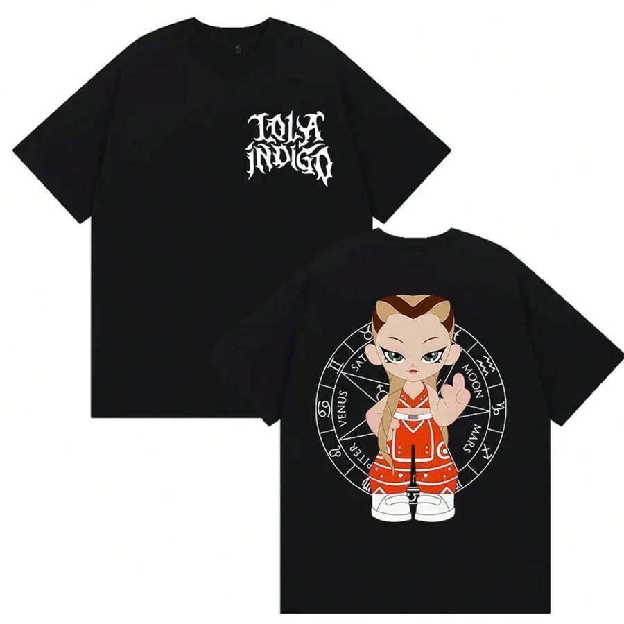 Singer Lola Indigo Tour 2025 Merch T-Shirts Men Women Harajuku High Quality Vintage T-Shirt Casual Oversized Cotton Tops T Shirt - trắng - Xem 1