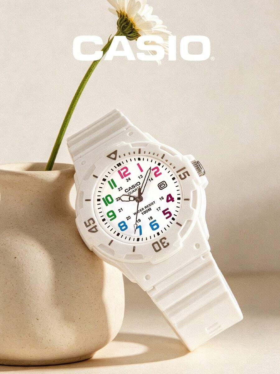 Jam Tangan Olahraga Gaya Selam Casio, Warna Macaron Multikolor yang Cerah, Tahan Air, Model Wanita dan Remaja LRW-200H-7B - Putih - View 1