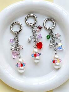 1 pieza Accesorio de bolso, llavero, accesorio de bolso con forma de corazón de muñeco de nieve minimalista y lindo - Multicolor - Ver 1