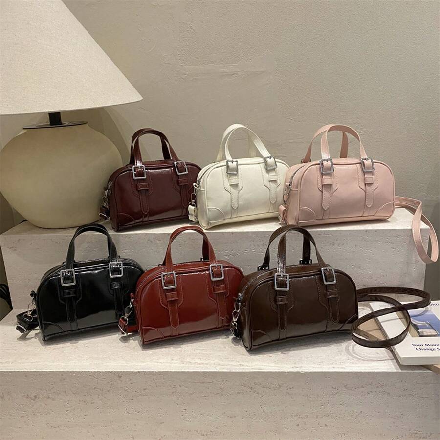 Bolso de Cuero Genuino para Mujer, Elegante Bolso de Mano y de Hombro para Oficina, Citas y Fiestas. - Negro - Ver 1