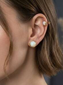 Women Stud Earrings - White - View 2