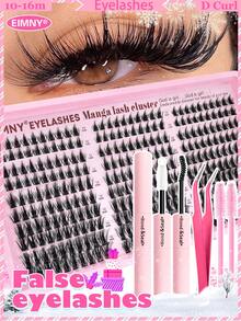 Eimny Manga Style False Eyelash Cluster Set 300pcs D Curl 10-18mm, Soft And Comfortable, Cluster Eyelash Extensions, Lightweight Ethereal Fluffy, Anime Cosplay Single Eyelash Clusters - Multicolor - View 11