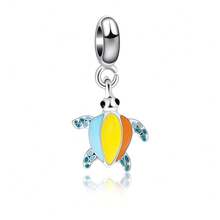 1 pezzo Ciondolo a tema Oceano Blu & Spazio, Perla in smalto placcata argento a forma di animale e stella, Adatto per braccialetti fai-da-te, collane e accessori per la creazione di gioielli - Blu - Visualizzare 24