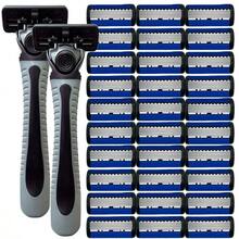 6-Layer Razor Head Manual Shaver, Stainless Steel Classic Double Edge Blade Razor Smooth Shaving Beard Moustache Manual Shaver - Multicolor - View 14